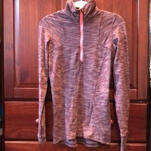 Maroon pullover with from zipper